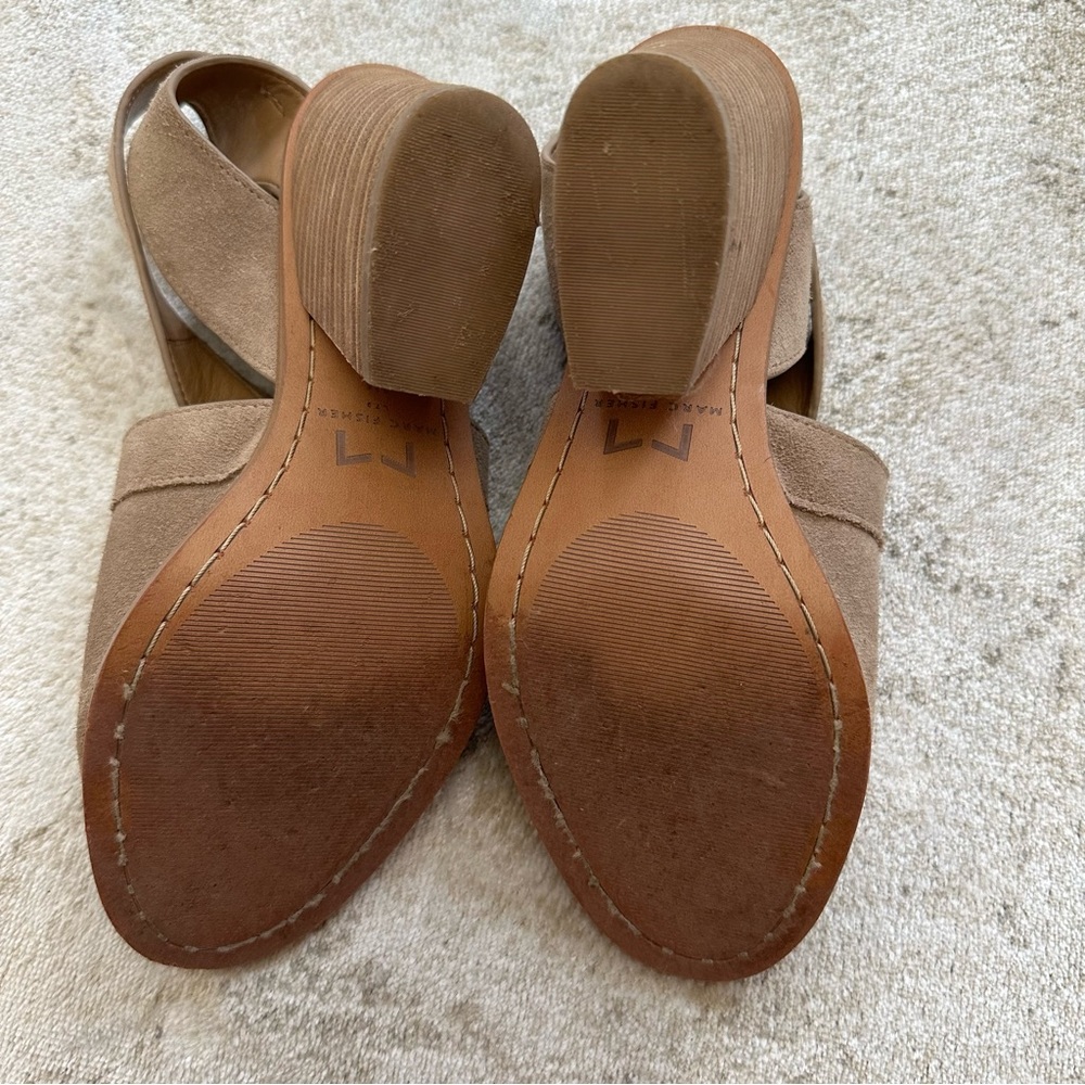 Marc fisher suede sandals heels 7 tan - Picture 3 of 8